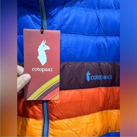 Cotopaxi Men’s XXL Fuego Hooded Down Puffer Jacket Blue Violet Stripes NWT - Picture 5 of 14
